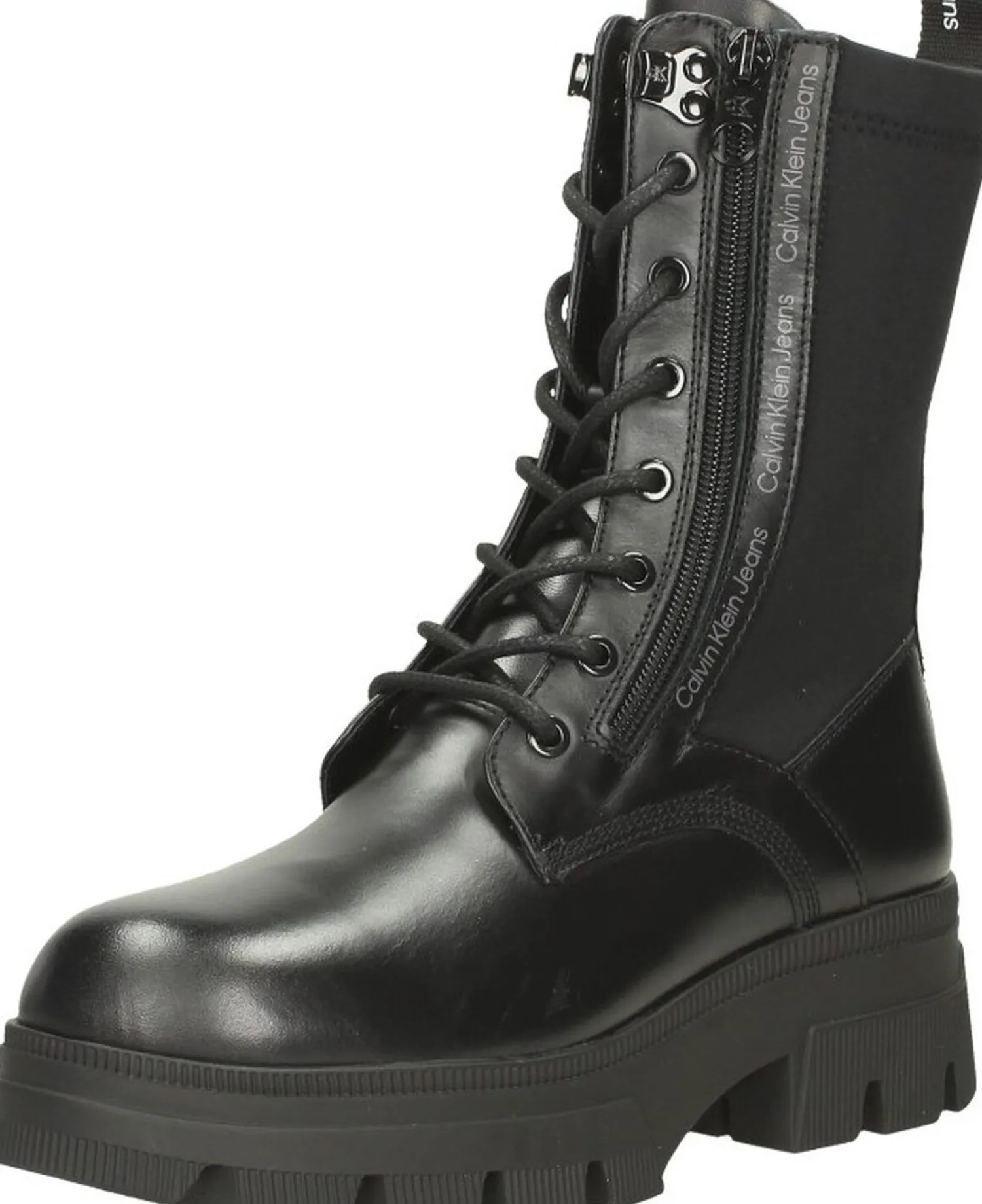 Calvin Klein Chunky Combat Laceup Zip Zwart New