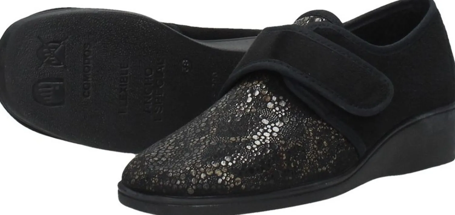 Comfort Plus Dames pantoffels Zwart Outlet