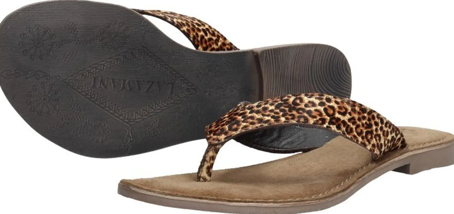 Lazamani Dames slippers Cognac Discount
