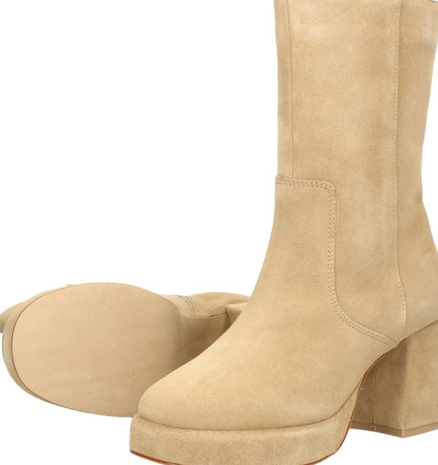 Ps. Poelman Enkellaarsjes Hak Beige Clearance