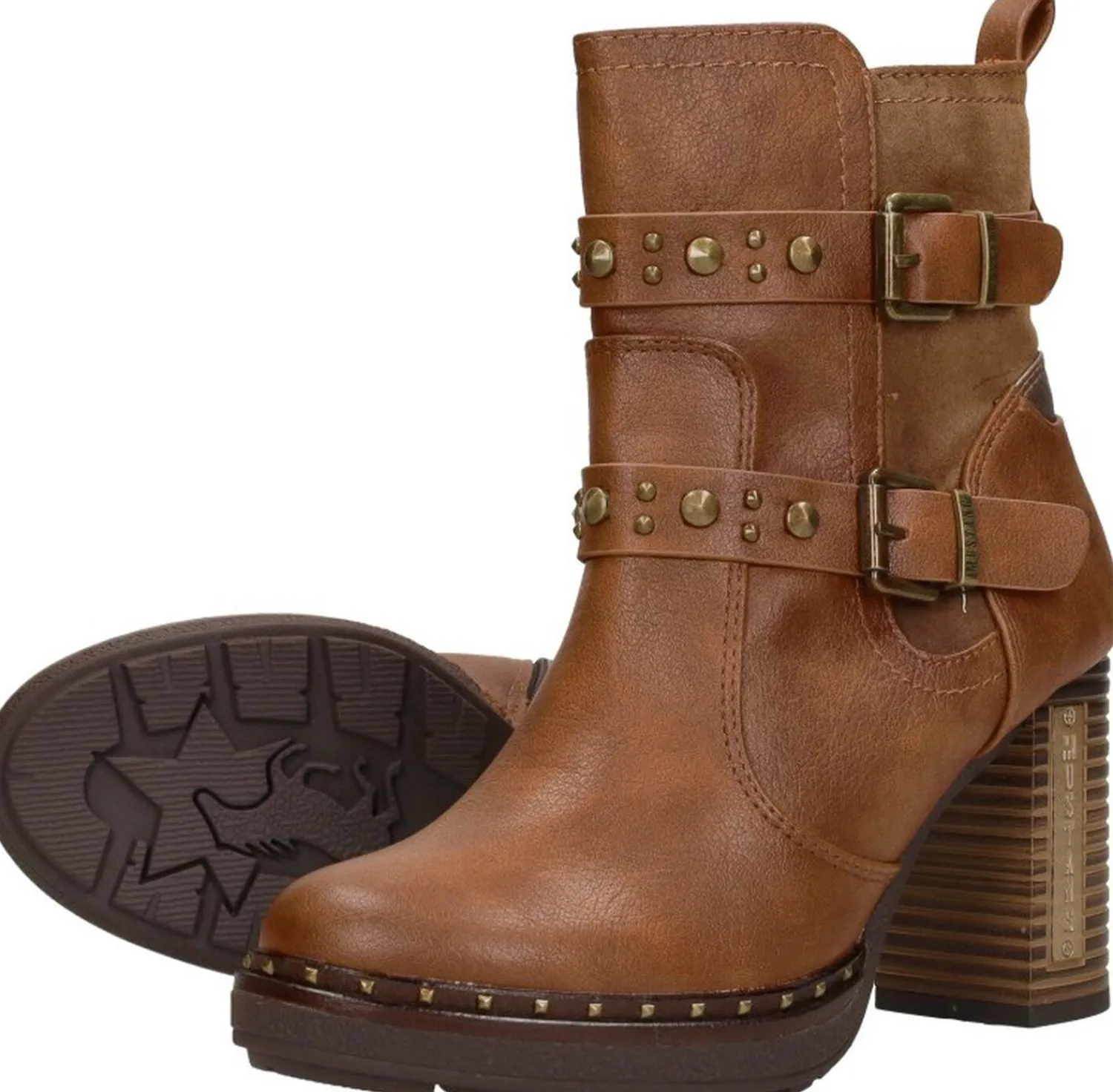 Mustang Enkellaarsjes Hak Cognac Hot