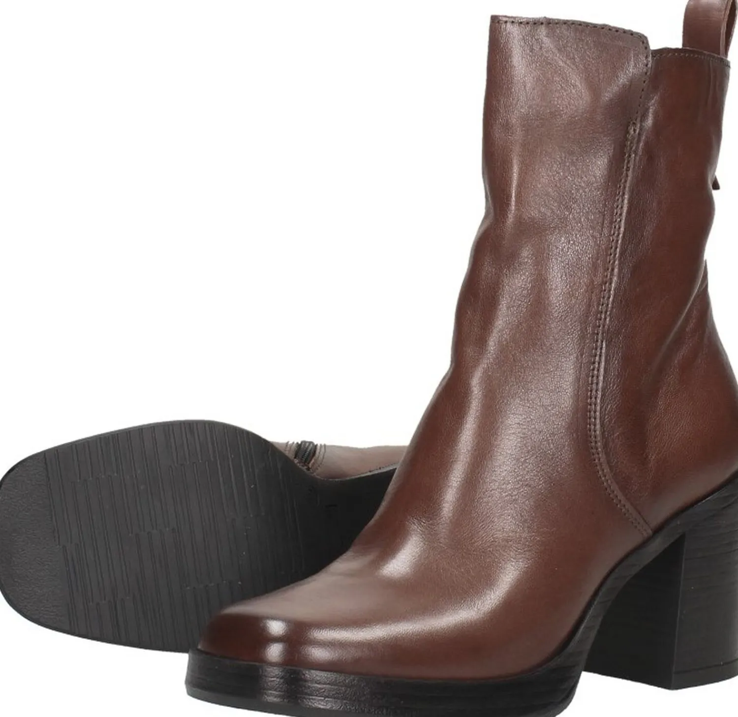 Mjus Enkellaarsjes Hak Donkerbruin New