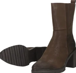 Marco Tozzi Enkellaarsjes Hak Donkerbruin Fashion