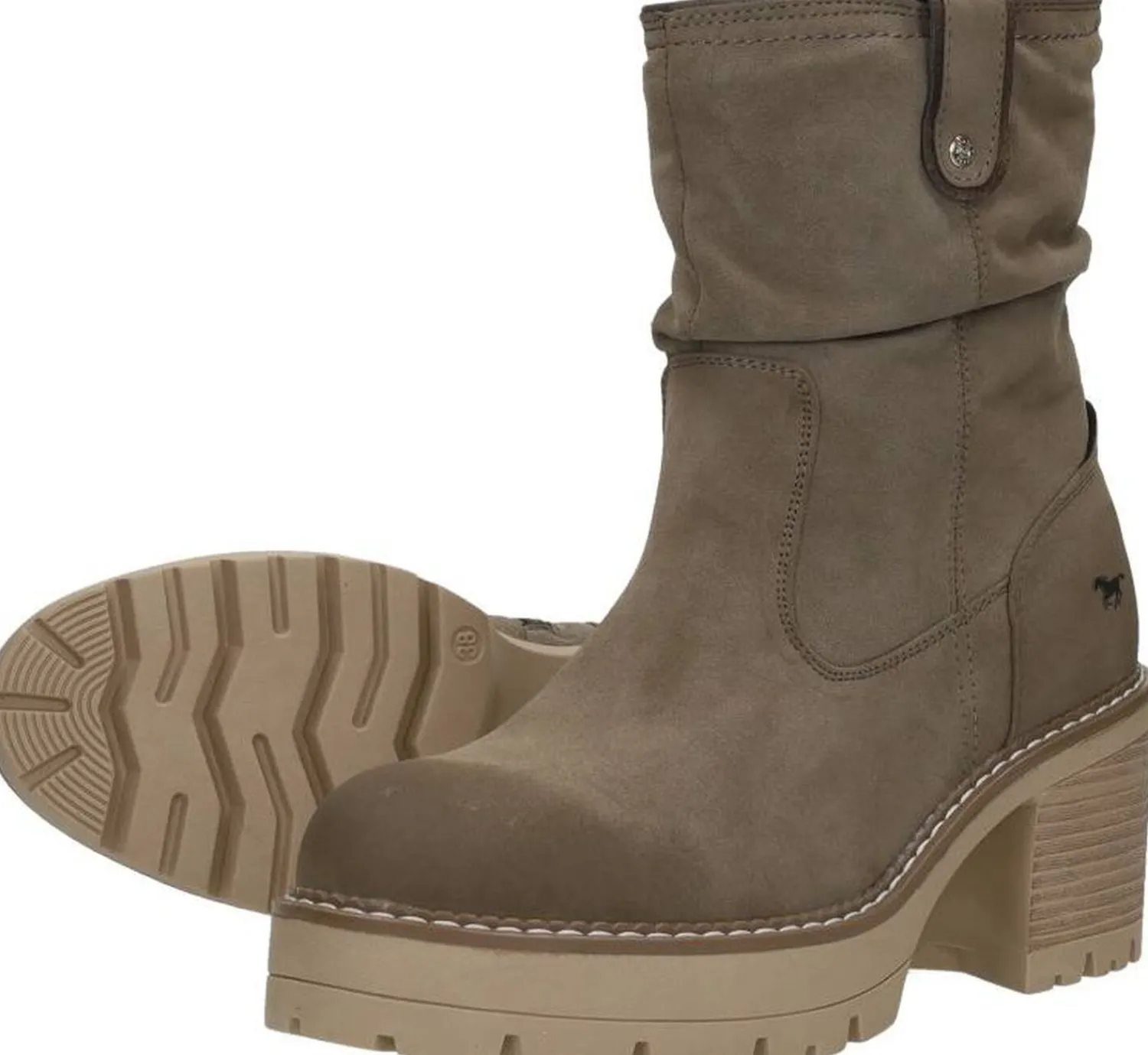 Mustang Enkellaarsjes Hak Taupe Sale