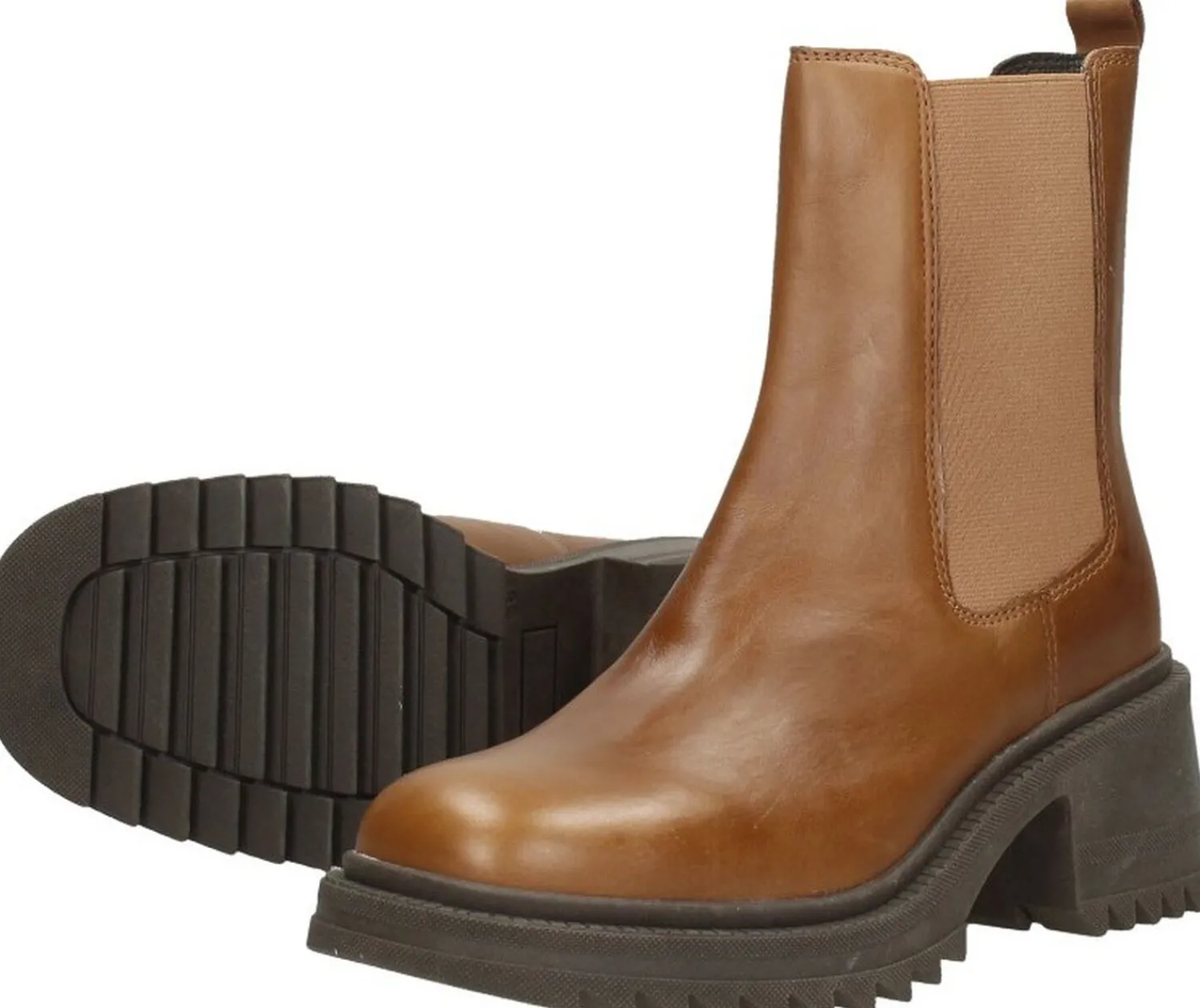 Sub55 Enkellaarsjes Hak Cognac Sale