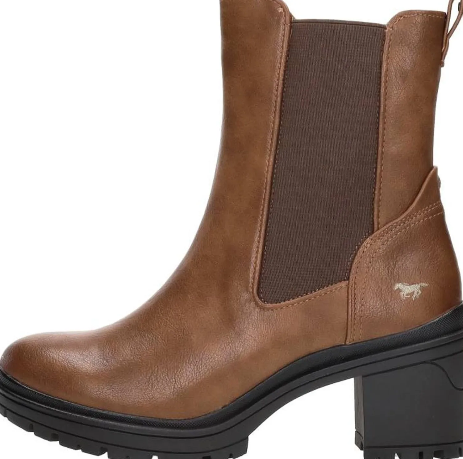 Mustang Enkellaarsjes Hak Cognac Outlet