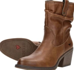 Mustang Enkellaarsjes Hak Cognac Hot