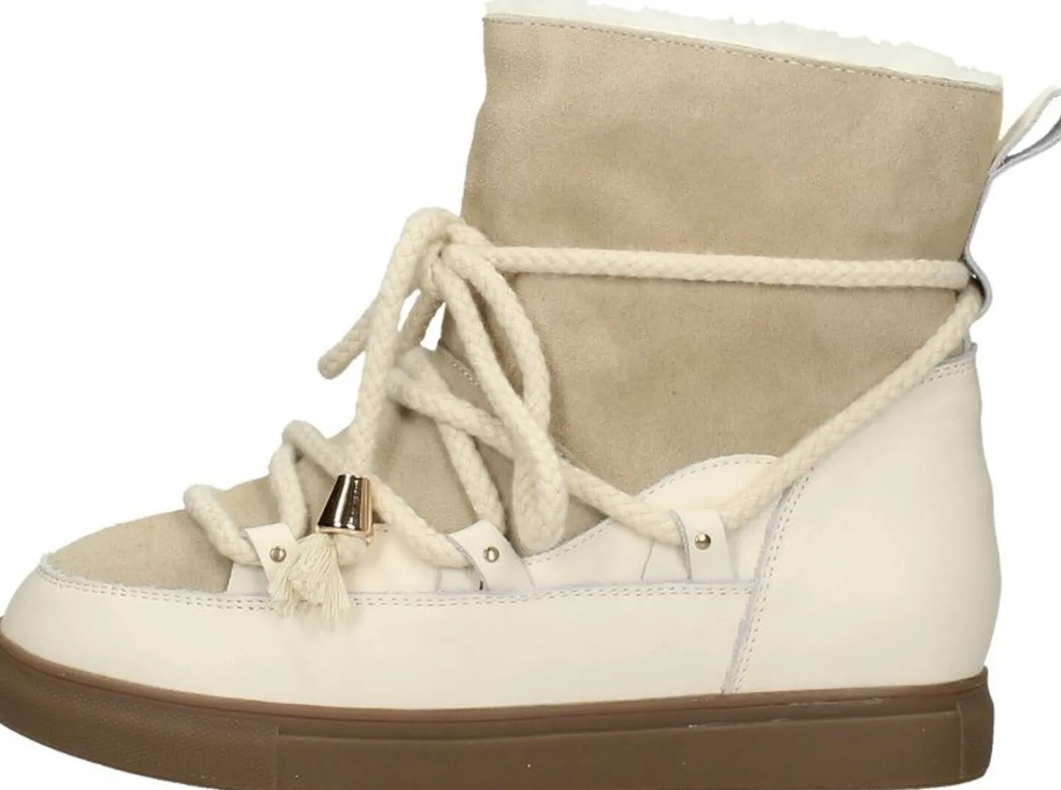 Sub55 Enkellaarsjes Plat Beige Discount