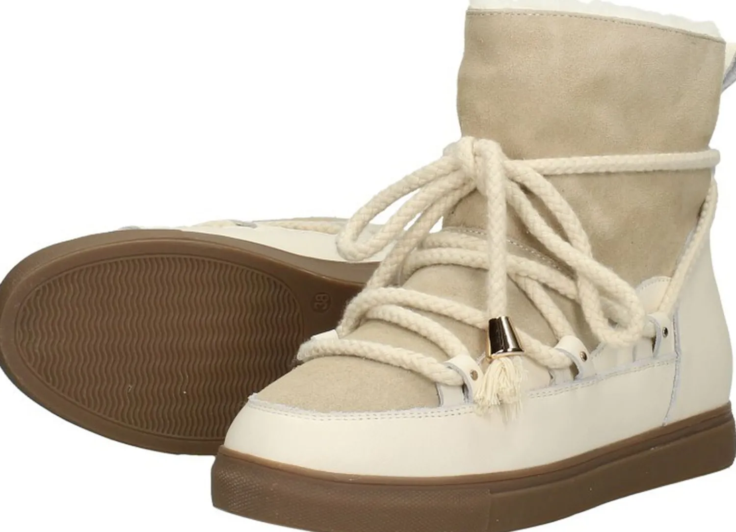 Sub55 Enkellaarsjes Plat Beige Discount