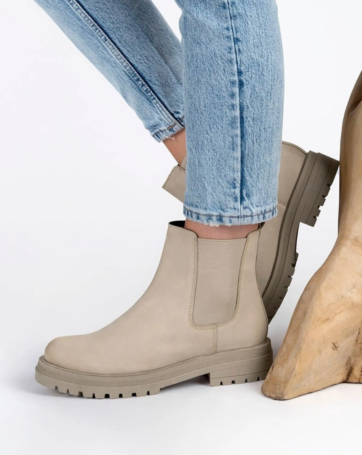 Sub55 Enkellaarsjes Plat Beige Online