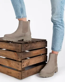 Sub55 Enkellaarsjes Plat Taupe Clearance