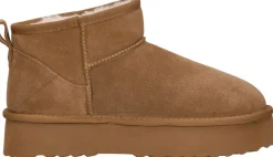 Shoecolate Enkellaarsjes Plat Cognac Sale