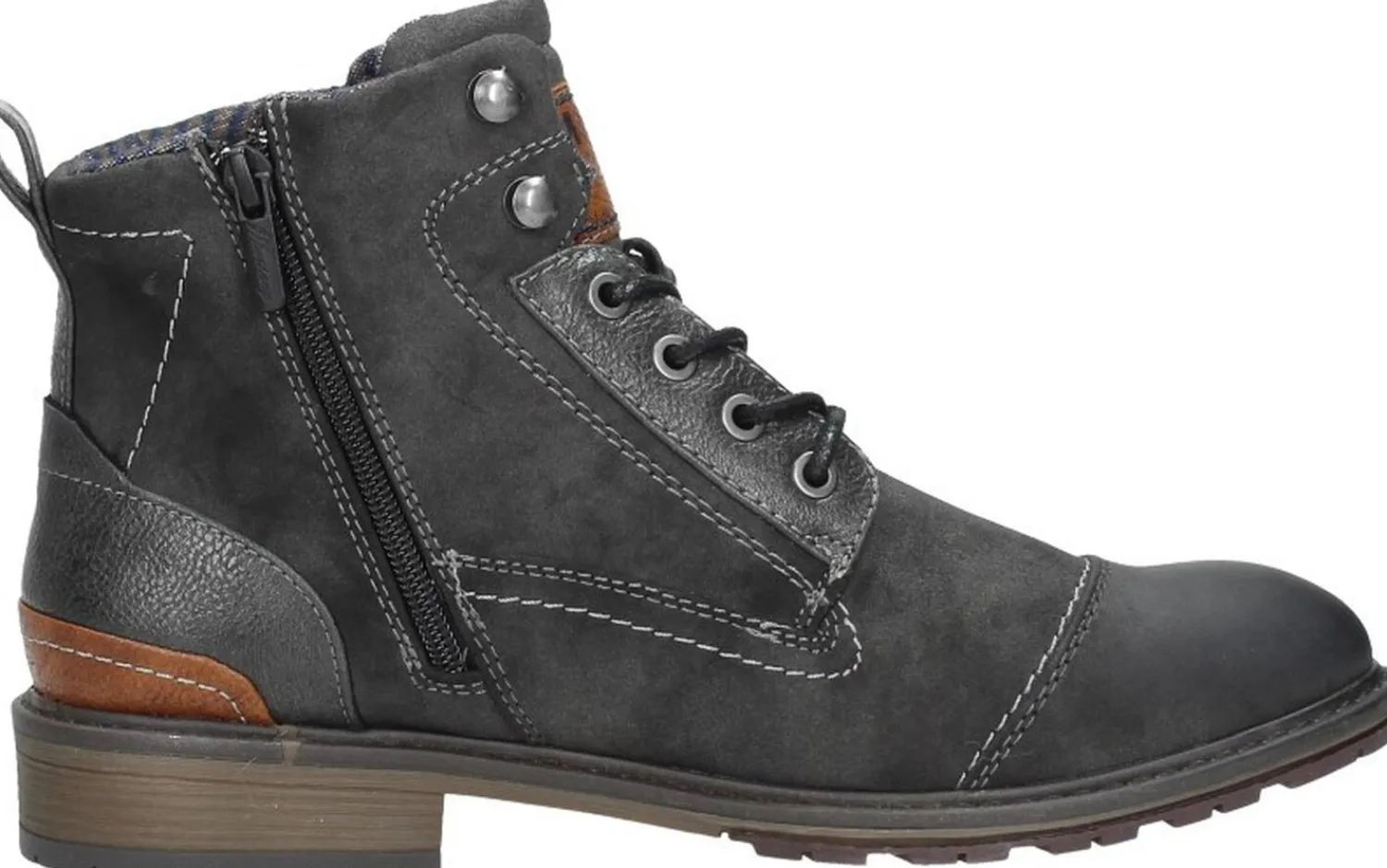 Mustang Heren veterschoenen Donkergrijs Discount