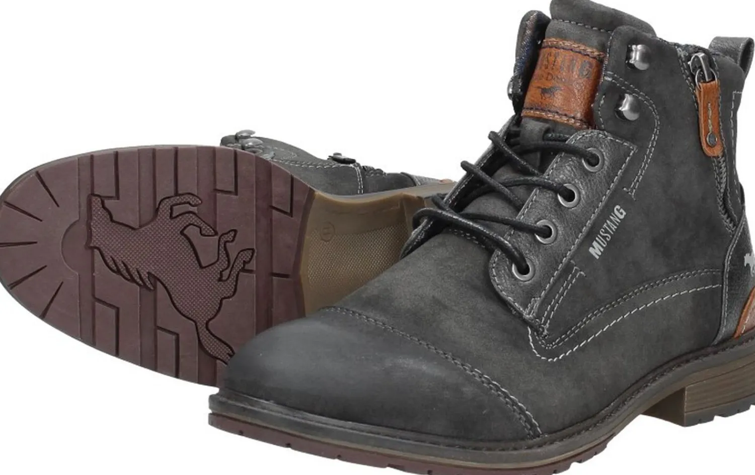 Mustang Heren veterschoenen Donkergrijs Discount