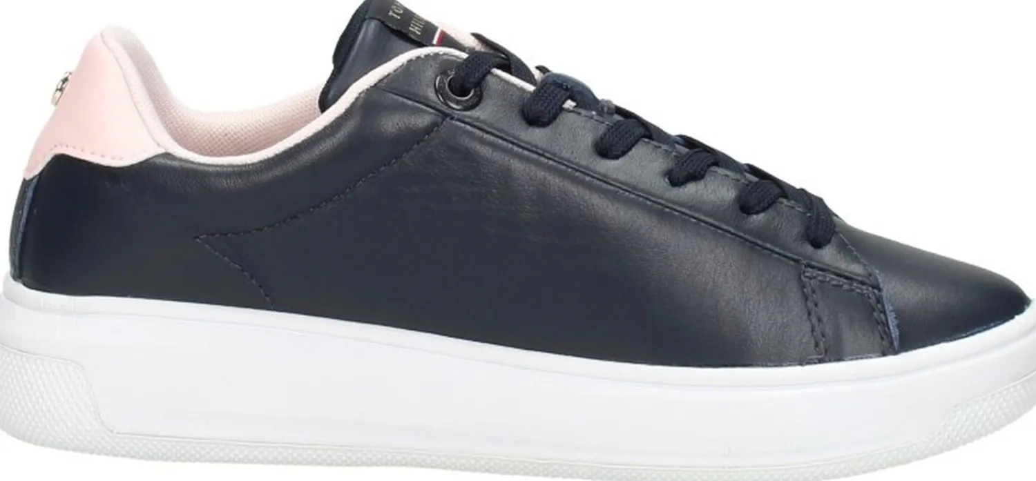 Tommy Hilfiger Lowcut Leather Cupsole Blauw Online