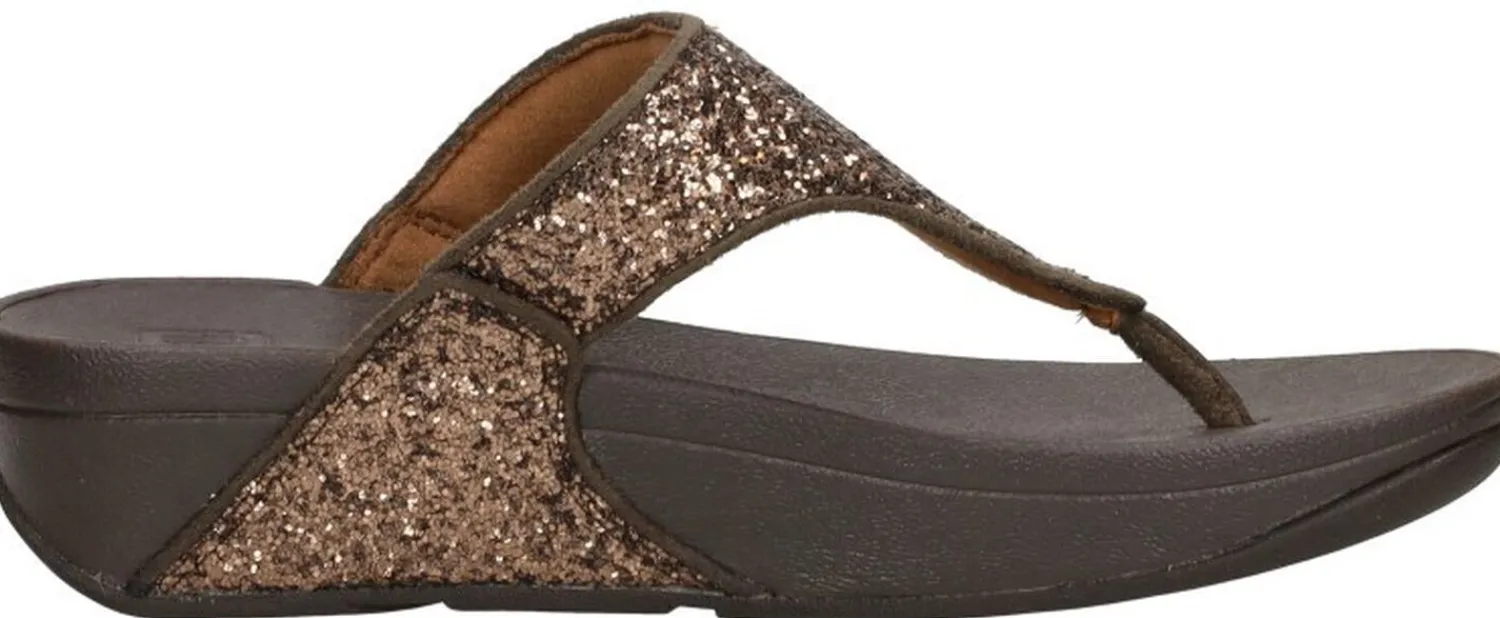 Fitflop Lulu Glitter Toe - Thongs PU Glitter Donkerbruin Online