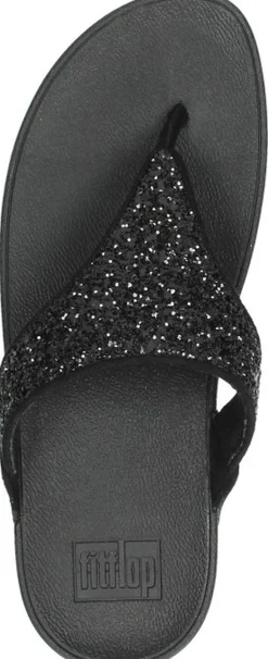 Fitflop Lulu Glitter Toe - Thongs PU Glitter Zwart Best
