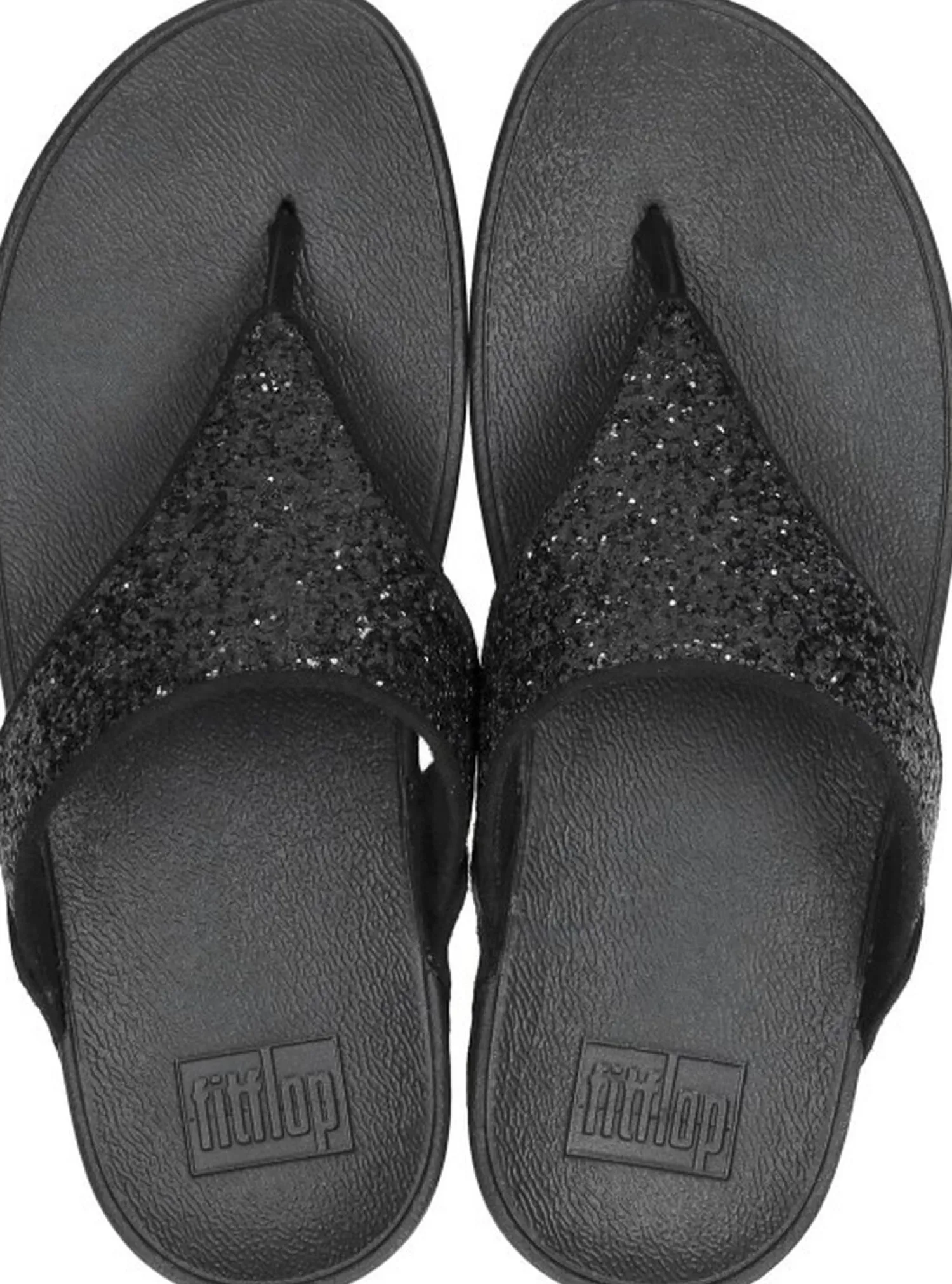 Fitflop Lulu Glitter Toe - Thongs PU Glitter Zwart Best