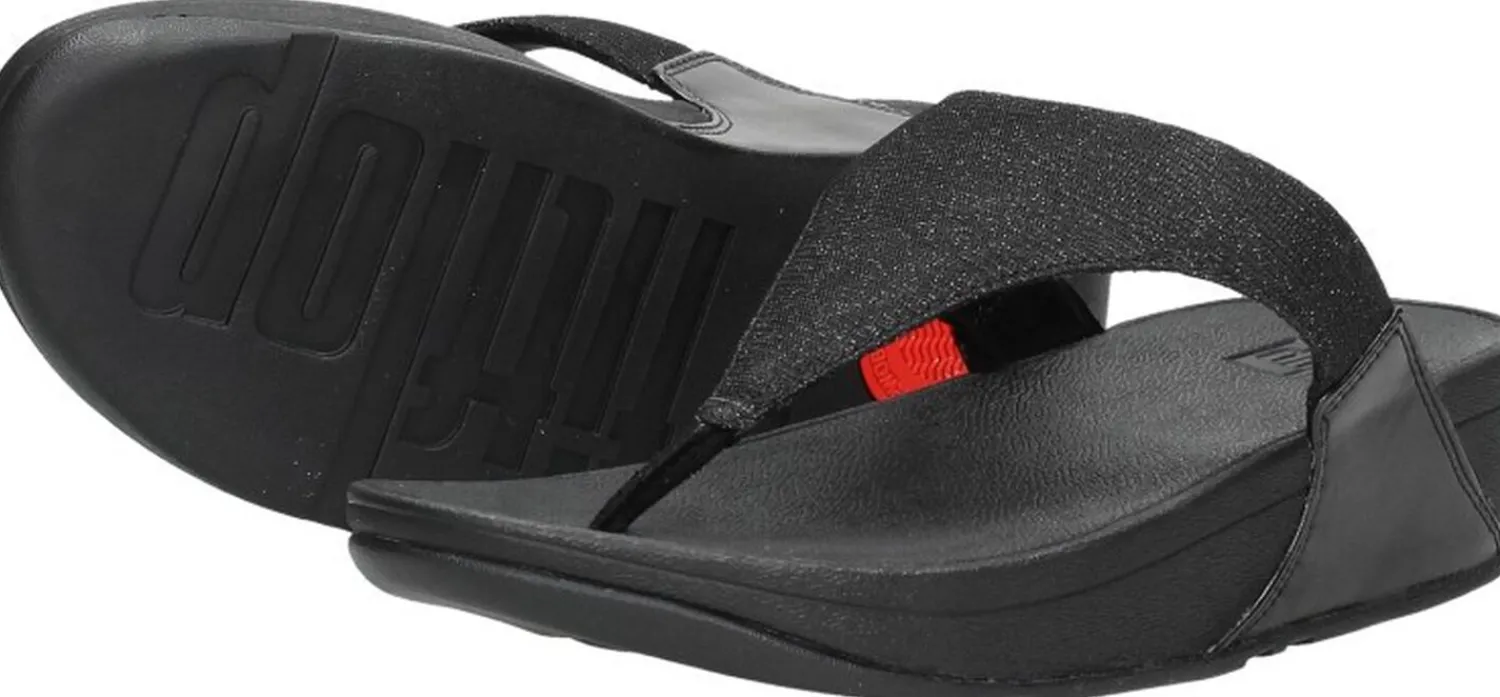 Fitflop Lulu Shimmerlux Toe - Post Sandals Zwart Sale