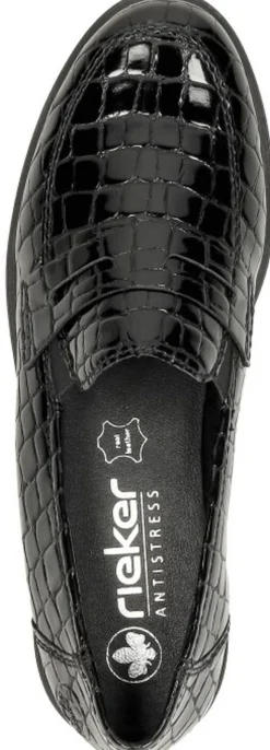 Rieker Mocassin Zwart croco lak Outlet