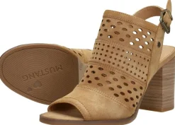 Mustang Sandalen Hak Cognac Discount
