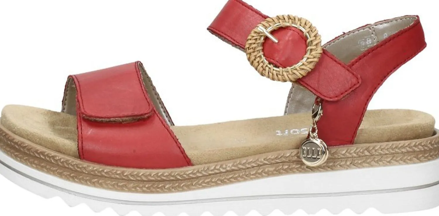Remonte Sandalen Plat Rood New