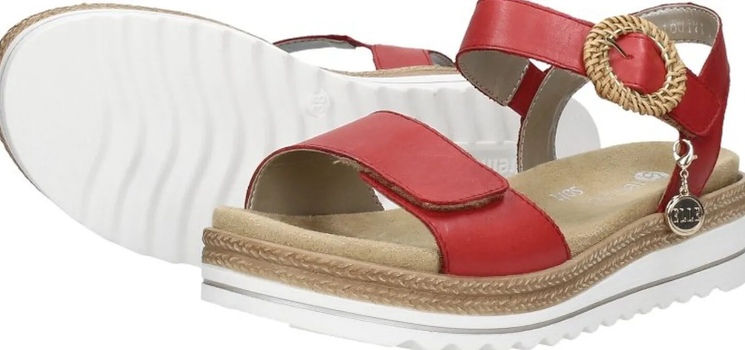Remonte Sandalen Plat Rood New