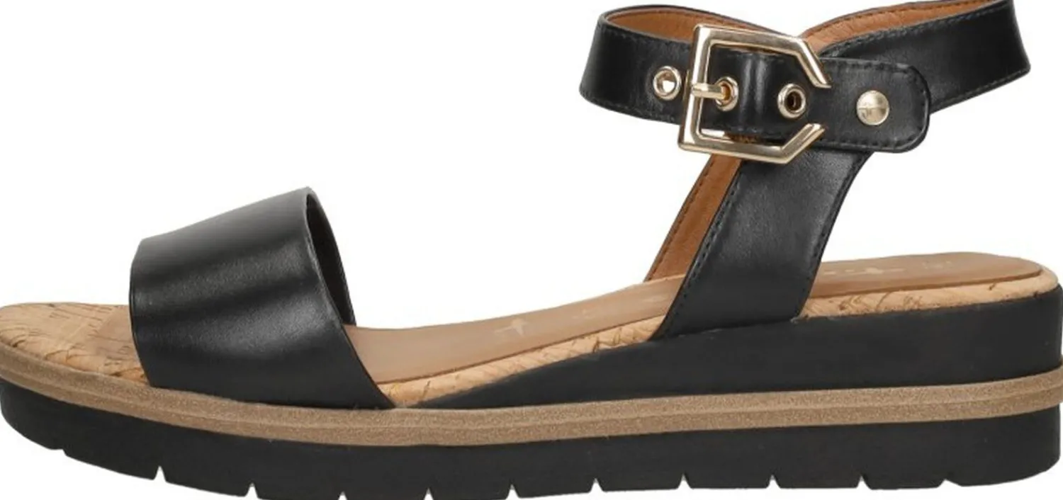 Tamaris Sandalen Plat Zwart New