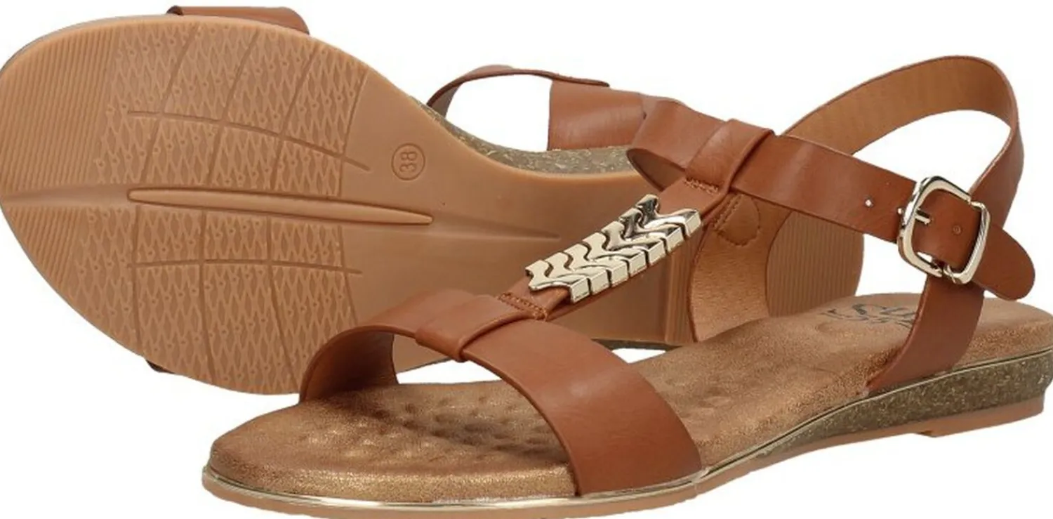 Sub55 Sandalen Plat Cognac Outlet