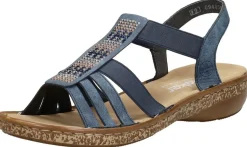 Rieker Sandalen Plat Blauw Hot