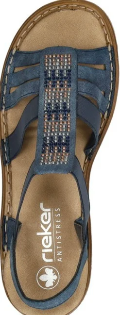 Rieker Sandalen Plat Blauw Hot