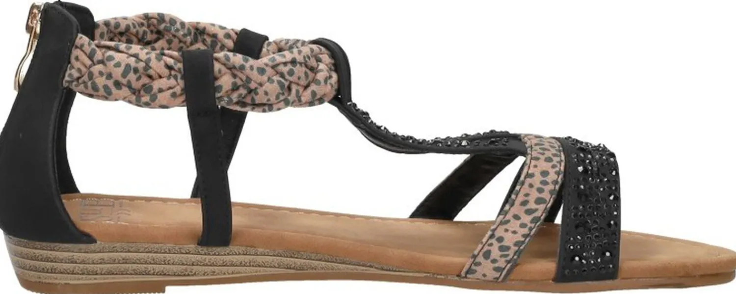 Sub55 Sandalen Plat Zwart Fashion