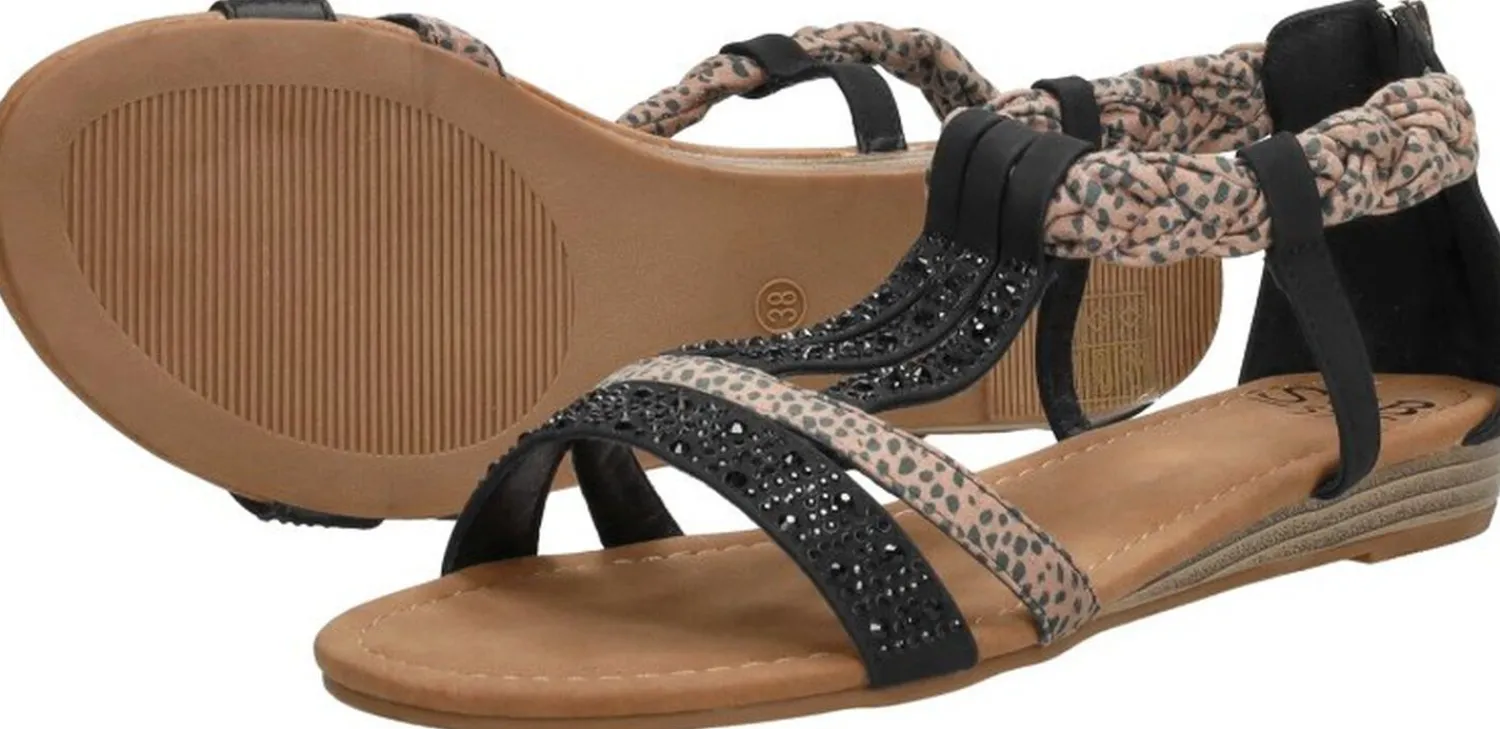Sub55 Sandalen Plat Zwart Fashion