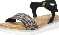 Tamaris Sandalen Plat Zwart New