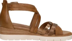 Tamaris Sandalen Plat Cognac New