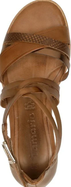 Tamaris Sandalen Plat Cognac New