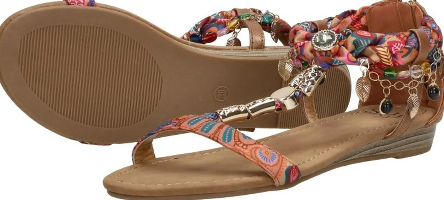 Sub55 Sandalen Plat Cognac Sale