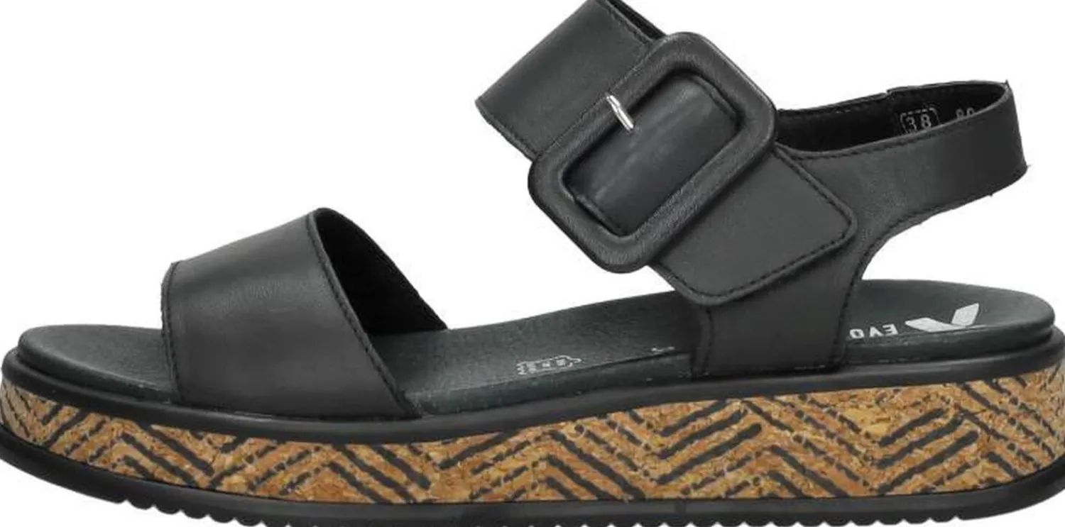 Rieker Sandalen Plat Zwart Outlet