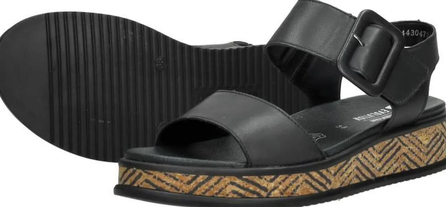 Rieker Sandalen Plat Zwart Outlet