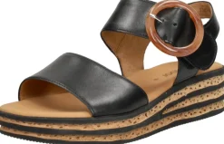 Gabor Sandalen Plat Zwart Outlet