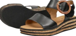 Gabor Sandalen Plat Zwart Outlet
