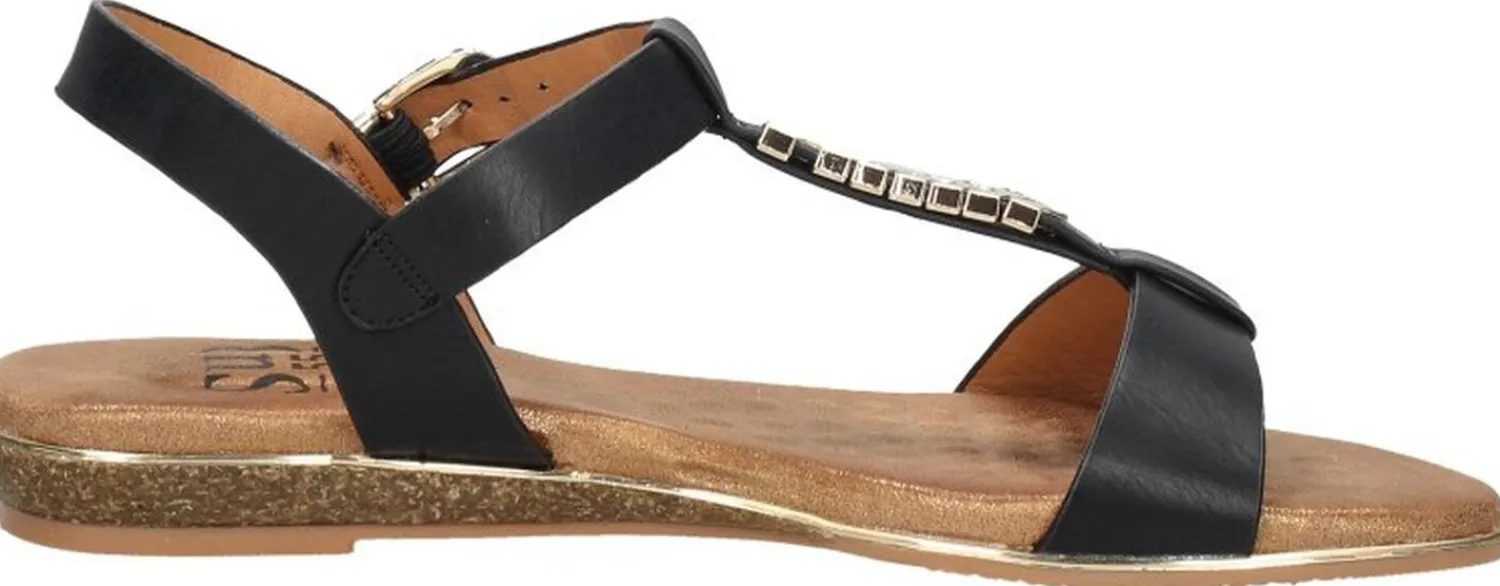 Sub55 Sandalen Plat Zwart Discount