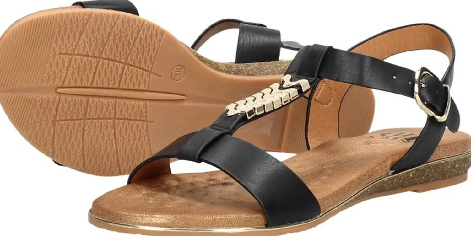 Sub55 Sandalen Plat Zwart Discount