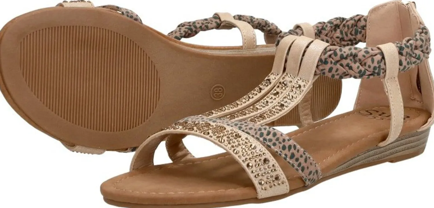 Sub55 Sandalen Plat Beige New