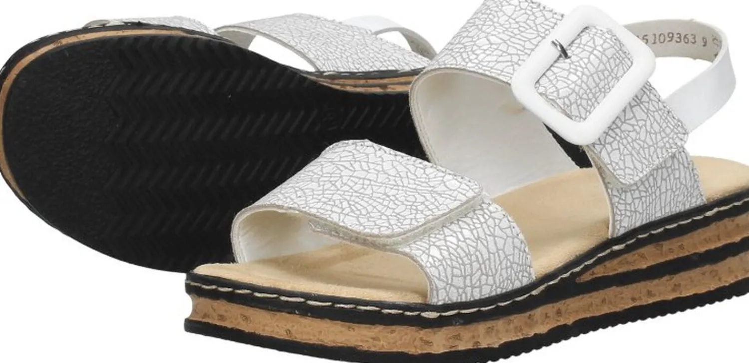 Rieker Sandalen Plat Wit Hot