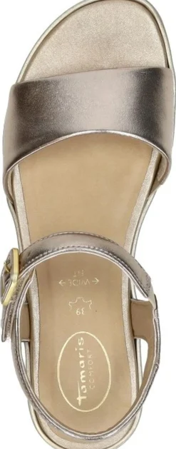 Tamaris Comfort Sandalen Plat Goudkleur Discount