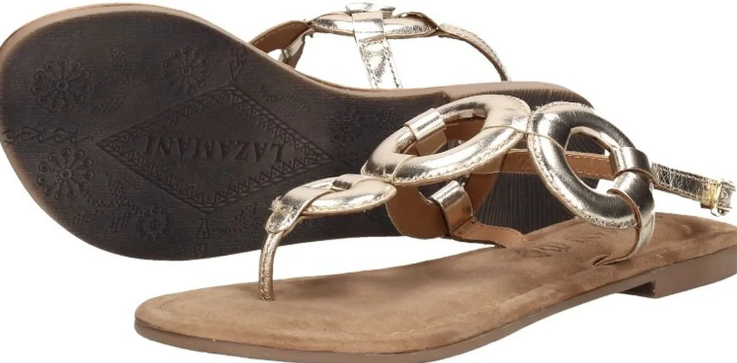 Lazamani Sandalen Plat Goudkleur Sale