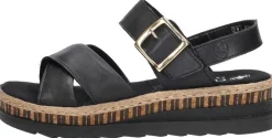Rieker Sandalen Plat Zwart Best