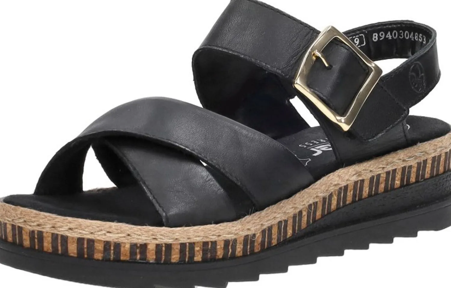Rieker Sandalen Plat Zwart Best