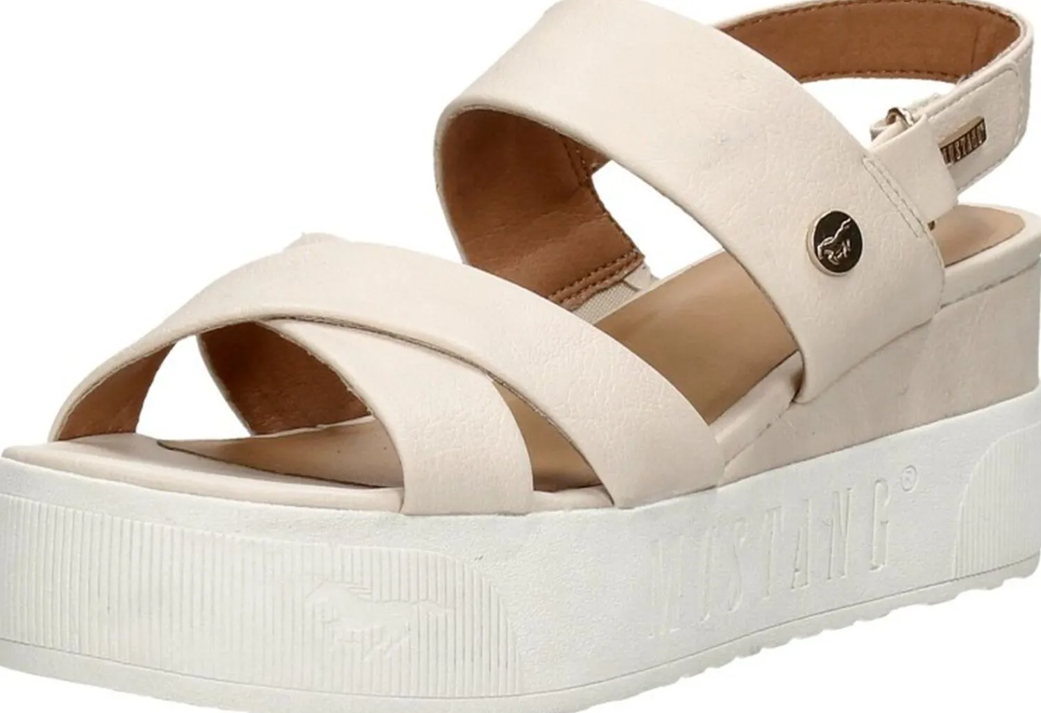 Mustang Sandalen Plat Gebroken wit Fashion